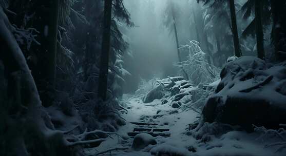 森林氛围雪景