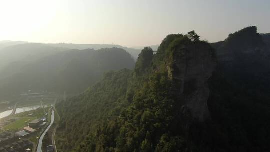 航拍浙江绍兴新昌县穿岩十九峰