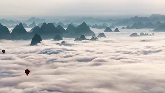 桂林山水云海航拍