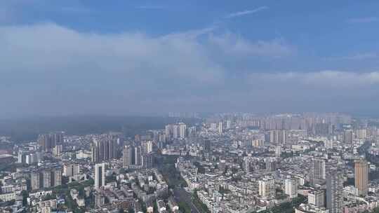 航拍四川乐山城市建设乐山大景