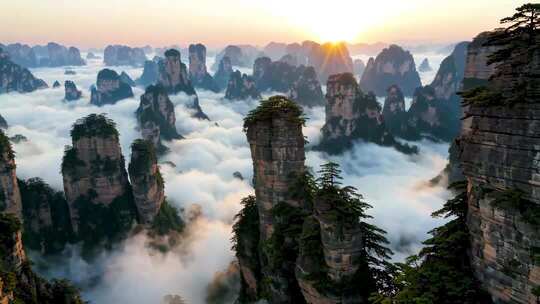 张家界武陵源景区云海日出