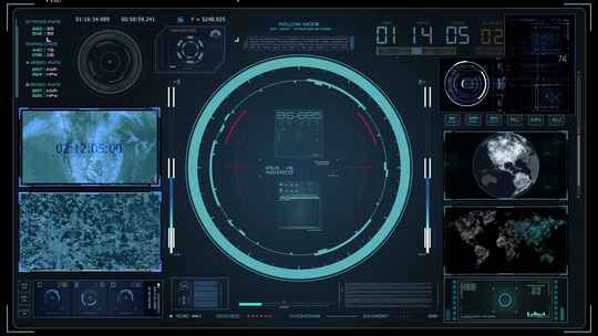 模拟HUD全息科技的雷达控制系统界面