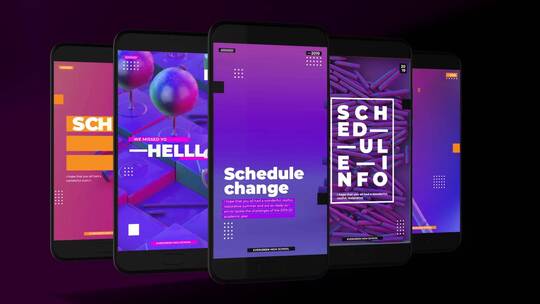 紫色主题动态标题字幕条展示平面创意AE模板