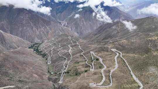 西藏公路怒江天路72拐磅礴大气航拍