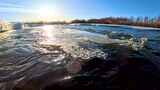 大兴安岭河水初开·浮冰高清在线视频素材下载