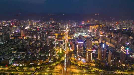 福建莆田城市夜景交通航拍延时