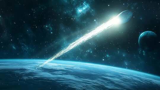 流星划过地球太空场景