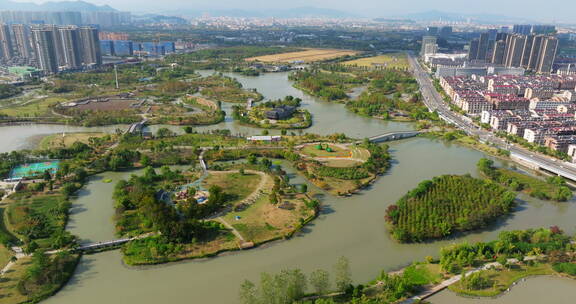 航拍温岭九龙湖国家湿地公园13