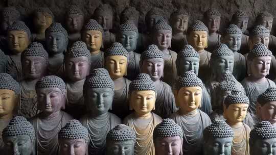 石窟佛像群像肃穆庄严令人敬畏