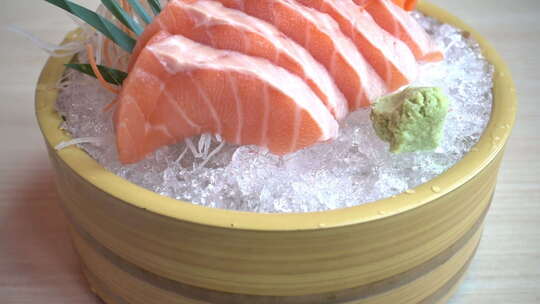 三文鱼 食物 寿司 海鲜 生鱼片视频素材模板下载