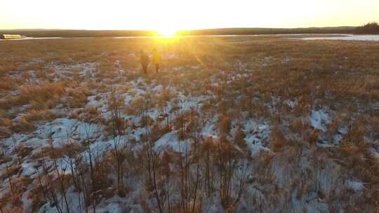 哈尔滨伊春汤旺河雪景空镜4K航拍视频