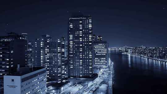 4K蓝调城市夜景