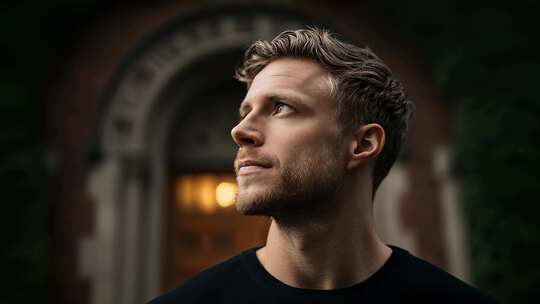 成功人士眺望远方充满希望