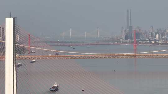 跨江大桥长焦航拍