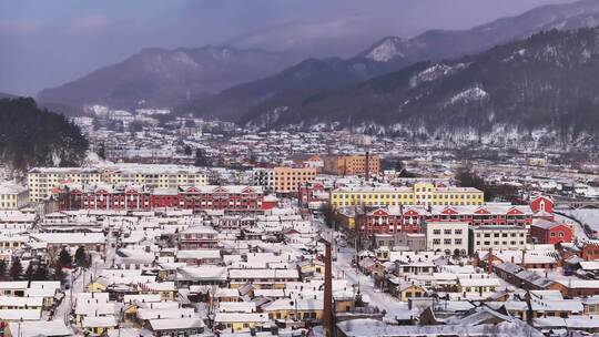 东北雪乡雪后小镇全景俯瞰