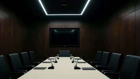 现代会议室内部全景