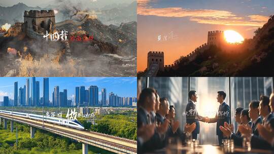 大气党建抗战红色混剪片头开场模版高清AE视频素材下载