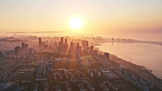 城市日出青岛西海岸城市日出