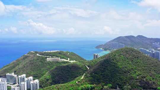 航拍海南省三亚市三亚湾鹿回头风景区