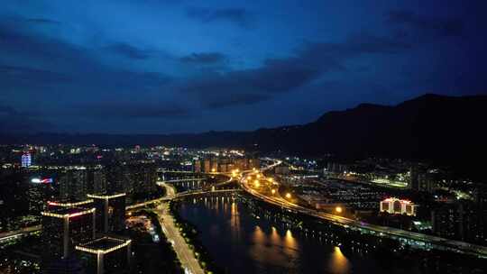 福建福州大景城市夜景灯光航拍