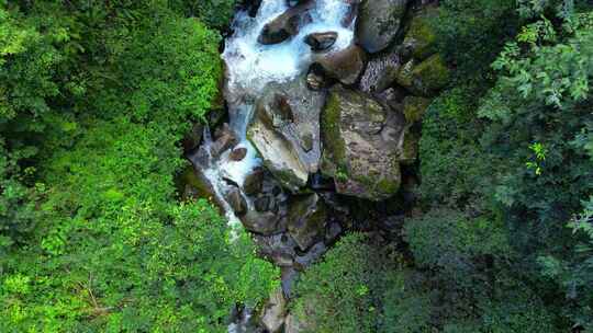 航拍溪流小溪流水山泉水溪水