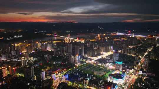 航拍宜昌城市夜景