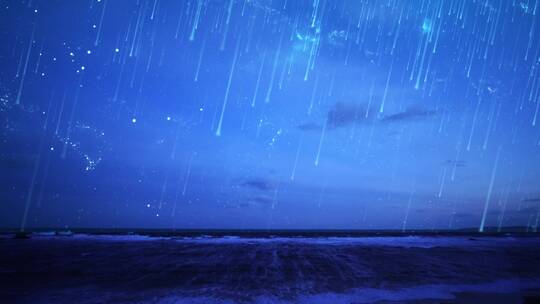 威海西海岸夜空中的象限仪座流星雨