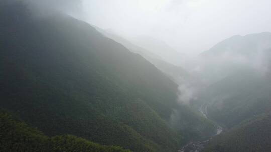 山谷 群山 迷雾 雾 航拍