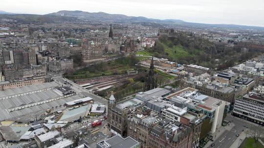 英国爱丁堡城市建筑风风光航拍视频素材模板下载