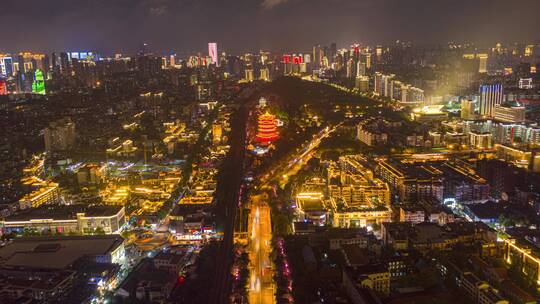 4k无人机航拍武汉黄鹤楼夜景延时