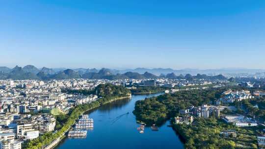 桂林漓江象山清晨航拍延时