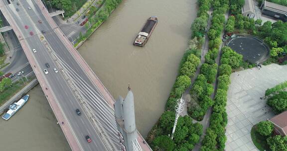 【空镜】4K航拍-大运河-无锡-蓉湖大桥-交通