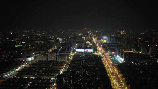 河南郑州夜景航拍视频素材模板下载
