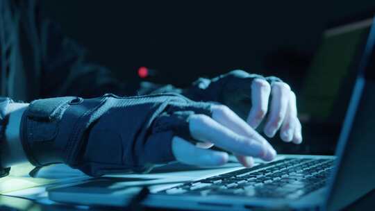 程序员黑客网警神秘人在电脑前敲键盘