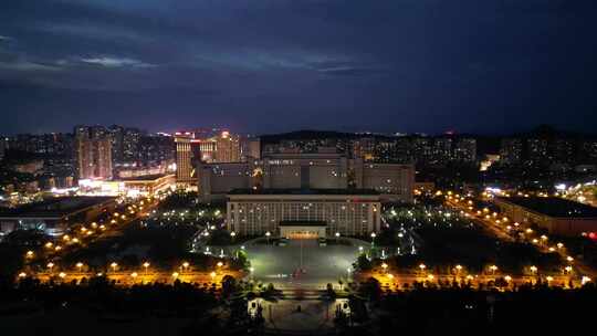 航拍江西宜春市政府夜景