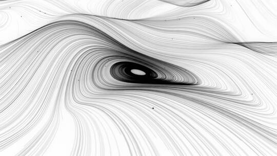 带有粒子的线条的黑白漩涡抽象视觉设计