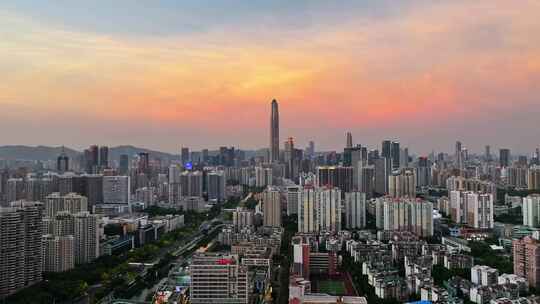 深圳福田CBD大湾区平安大厦夜景蓝调航拍