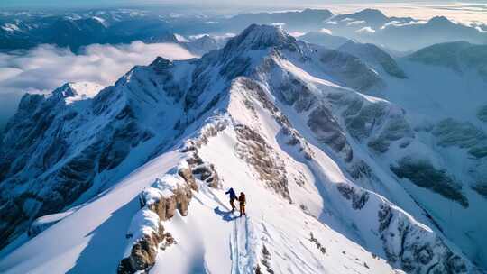 雪山双人徒步