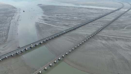跨海大桥航拍宁德滨海特大桥沈海复线高速路