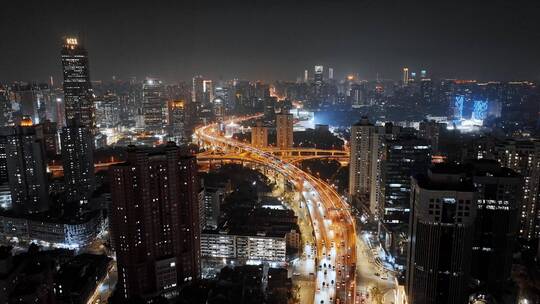 上海南北高架夜景航拍