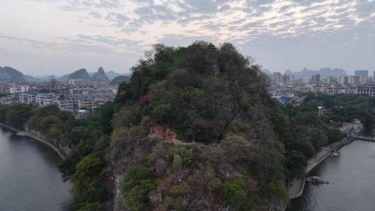 广西桂林象山景区桂林象鼻山航拍