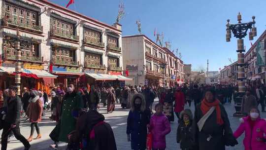 拉萨街头即景 八廓街行人 藏族日常生活场景