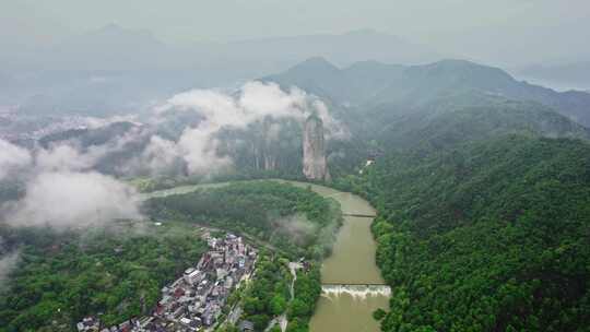 航拍丽水缙云仙都景区自然风光