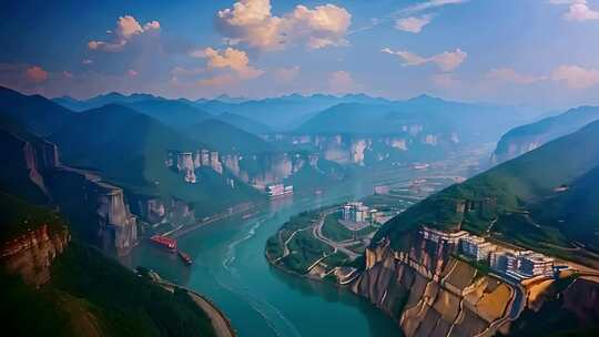 长江流域景观 长江三峡 山川河流视频素材模板下载