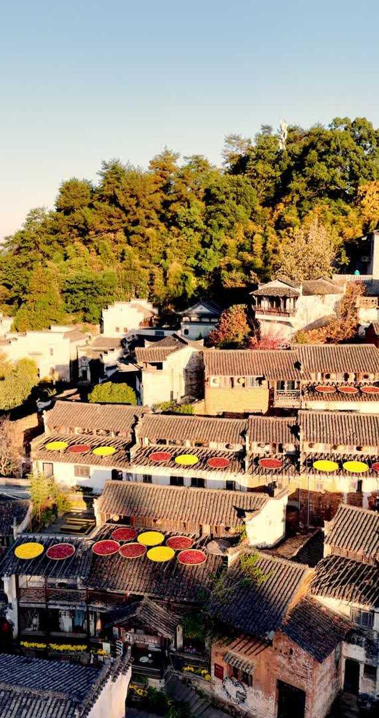 江西婺源篁岭美丽乡村晒秋航拍