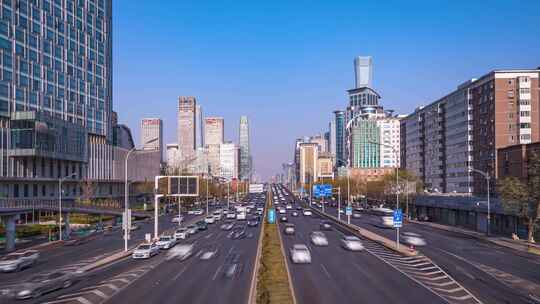 北京道路交通国贸桥东三环日景