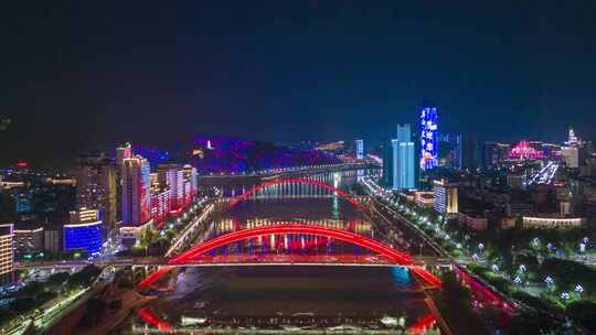 四川宜宾夜景延时戎州大桥夜景延时