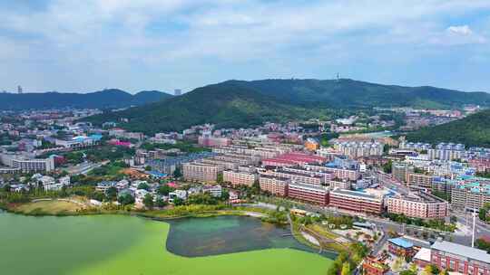 湖南长沙湘江江滩公园航拍橘子洲岳麓山风景