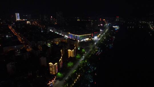 湖南怀化城市夜景航拍