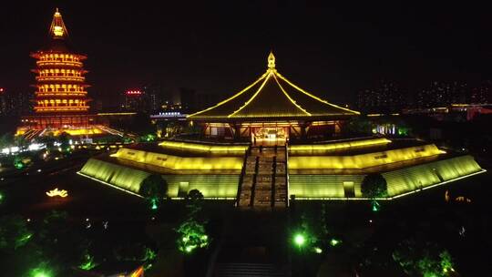 明堂近景拉出城市大全景